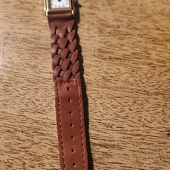 Vintage Orvis Dual Time Ladies Dress Watch Leather Band Quartz 6.25” New Battery main image 7